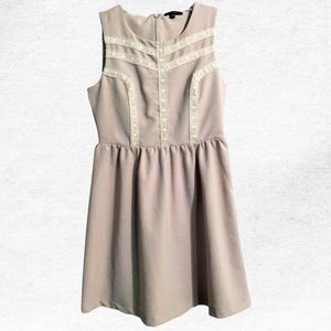 Max & Riley Tan Mini Dress Beige Lace Heart Detail